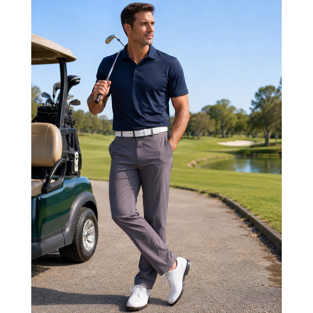 Zelos Golf Pants Men 32x30 Gray Performance Stretch Chino Flat Front Lightweight
